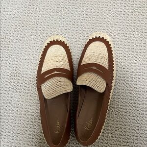 Boden lydia raffia Women's Tan and Cream Loafers